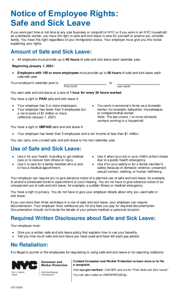 New York City Safe and Sick Leave