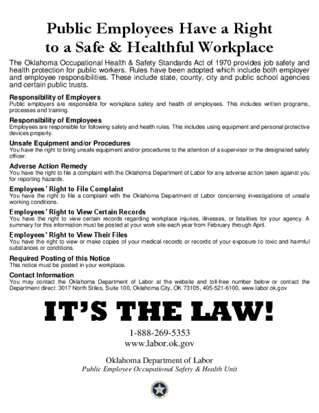 Public Employee Job Safety and Health Protection