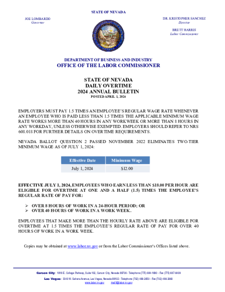 2024 Annual Bulletin Daily Overtime